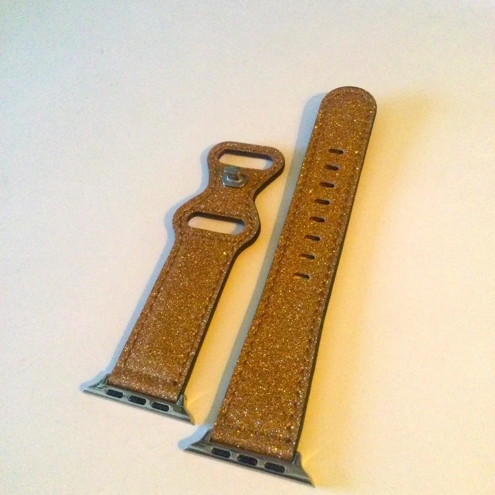 POSH TECH CALLIE PATENT LEATHER GOLD GLITTER APPLE WATCH BAND 42/44 mm NWOT